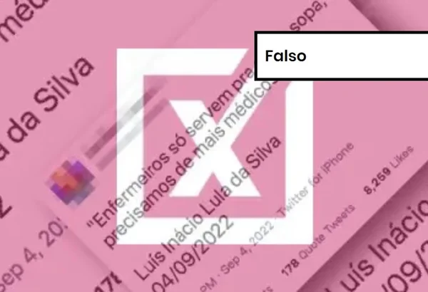 Imagem colorida de postagem falsa sobre Lula e enfermeiros