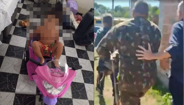 imagem colorida. Criança de 2 anos encontrada por Policiais Civis