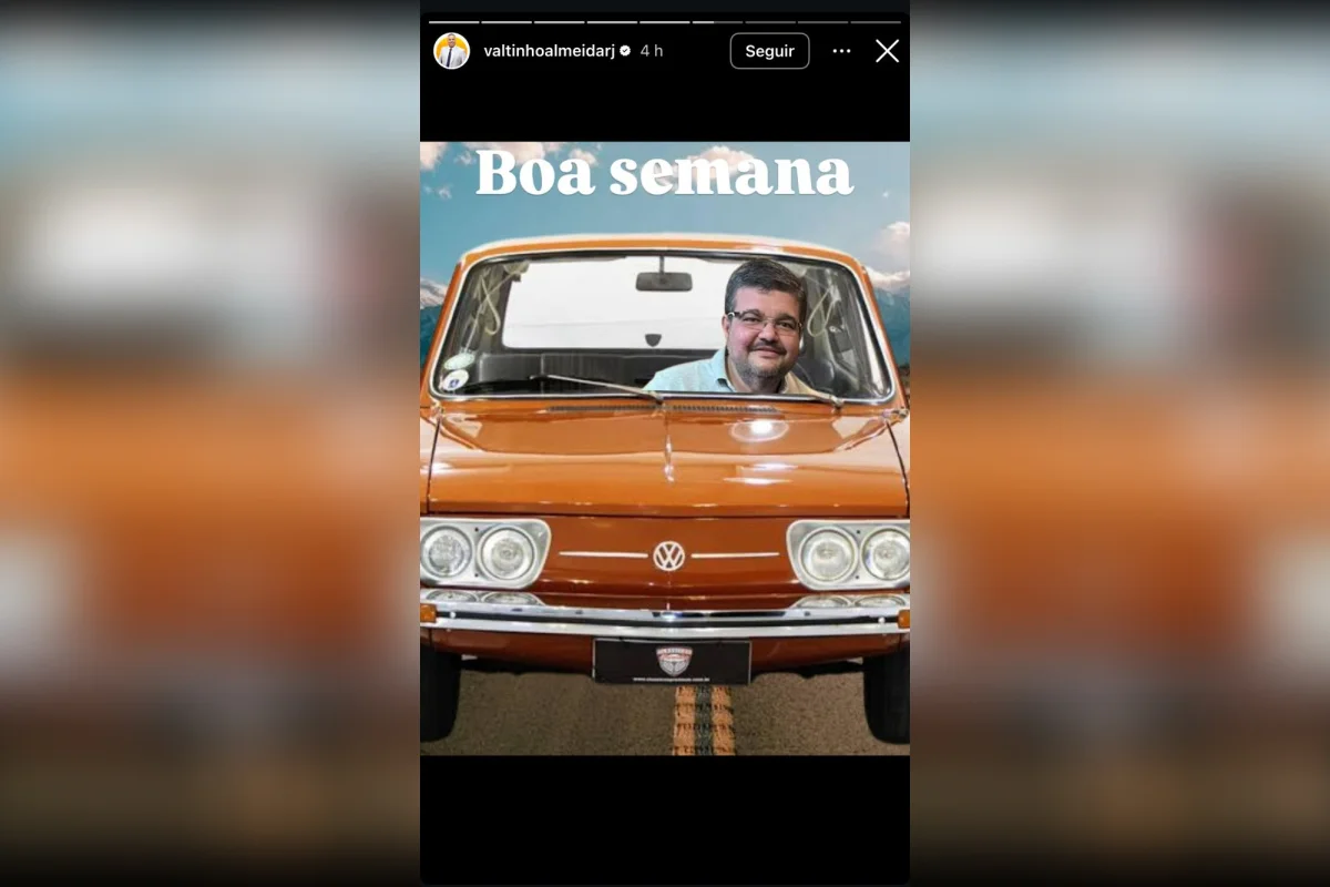 Montagem com prefeito gera especulação sobre ostentação de poder 1 Postagem de prefeito dirigindo carro modelo Brasília repercutiu em Itaguaí (RJ)