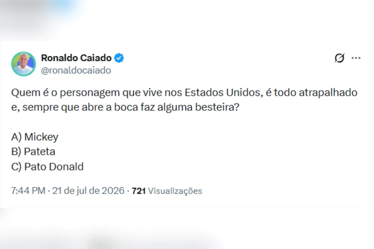 Em meio à treta com Eduardo, Caiado usa Disney e ironiza: “Pateta” - imagem 1 Em meio à treta com Eduardo, Caiado usa Disney e ironiza: “Pateta” - imagem 1