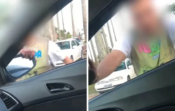 Homem chuta e bate no retrovisor do carro de mulher em Florianópolis - Metrópoles