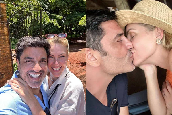 Montagem com fotos coloridas de Edu Guedes e Ana Hickmann - Metrópoles