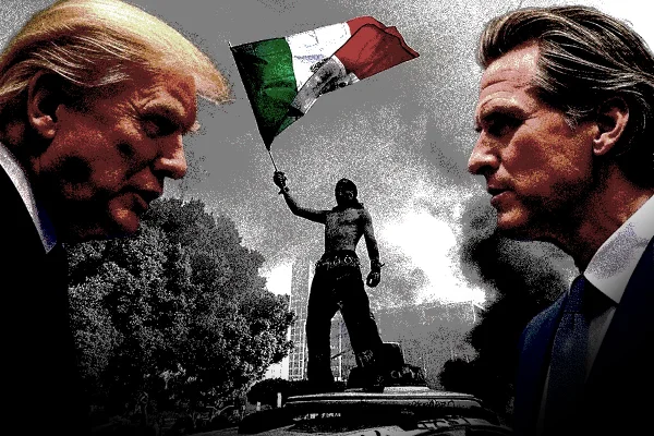 Imagem colorida de Trump e Gavin Newsom, governador da Califórnia - Metrópoles