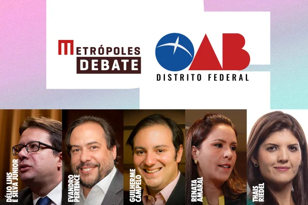 Arte com foto de candidatos a presidente da OAB-DF