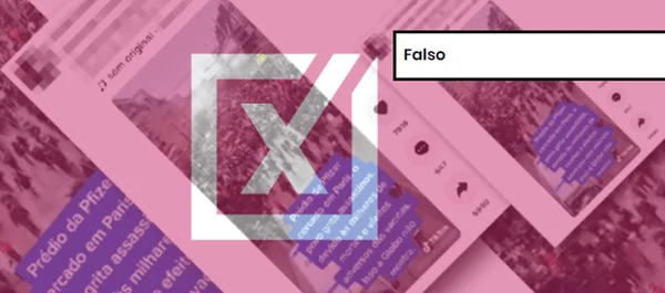 Captura de tela das redes sociais com etiqueta de conteúdo falso