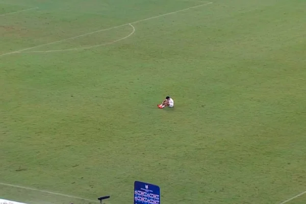 Marinho sentado no campo