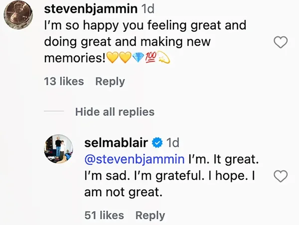 Mensagem de Selma Blair antes de prisão chamou a atenção: “Não estou bem” - destaque galeria Mensagem de Selma Blair antes de prisão chamou a atenção: “Não estou bem” - destaque galeria