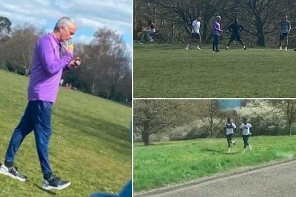 Mourinho em treino no parque