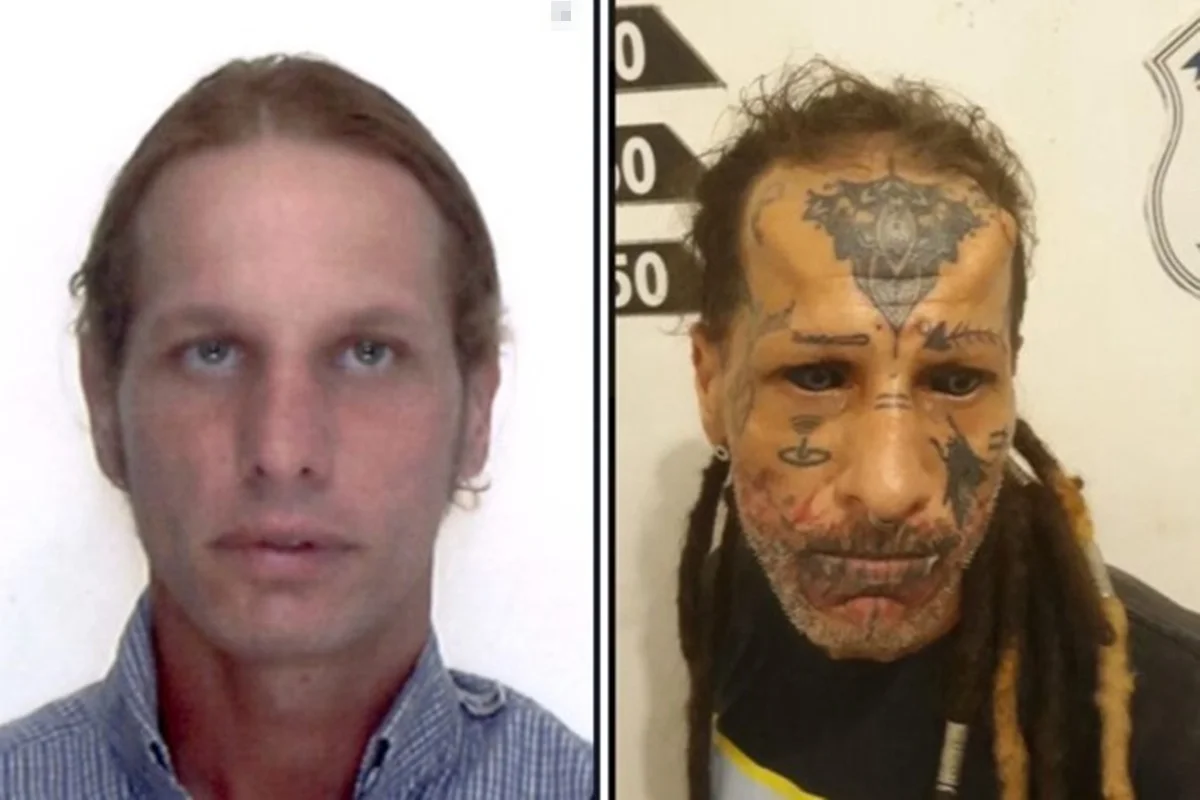 Rosto de Lia Perboni antes e depois da tatuagem Rosto de Lia Perboni antes e depois da tatuagem