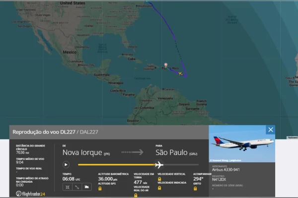 Voo de Nova York para Guarulhos desvia rota para Porto Rico