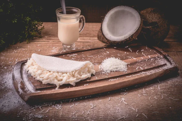 tapioca de coco com leite condensado