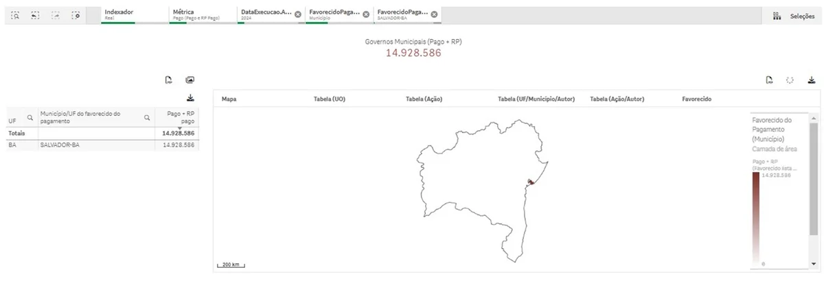 Mapa das emendas pagas a Salvador Mapa das emendas pagas a Salvador