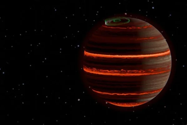 Ilustração colorida de planeta errante SIMP-0136 - Metrópoles