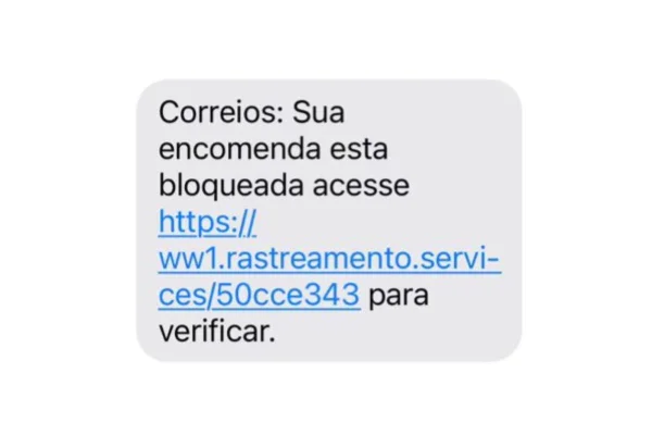 Imagem colorida de print de site falso dos Correios - Metrópoles