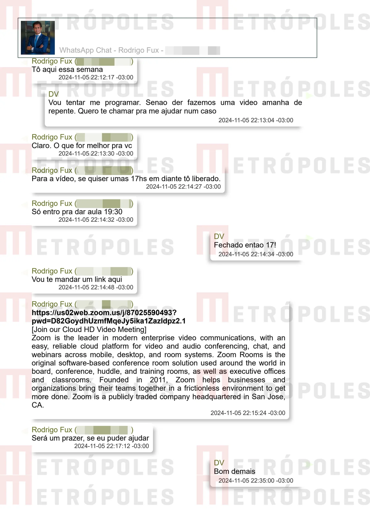 Filho de Fux ofereceu tapete vermelho a Vorcaro; veja prints das conversas - imagem 5 Filho de Fux ofereceu tapete vermelho a Vorcaro; veja prints das conversas - imagem 5