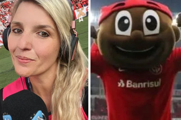 Print de repórter Gisele Kumpel sobre importunação sexual do mascote do Inter - Metrópoles