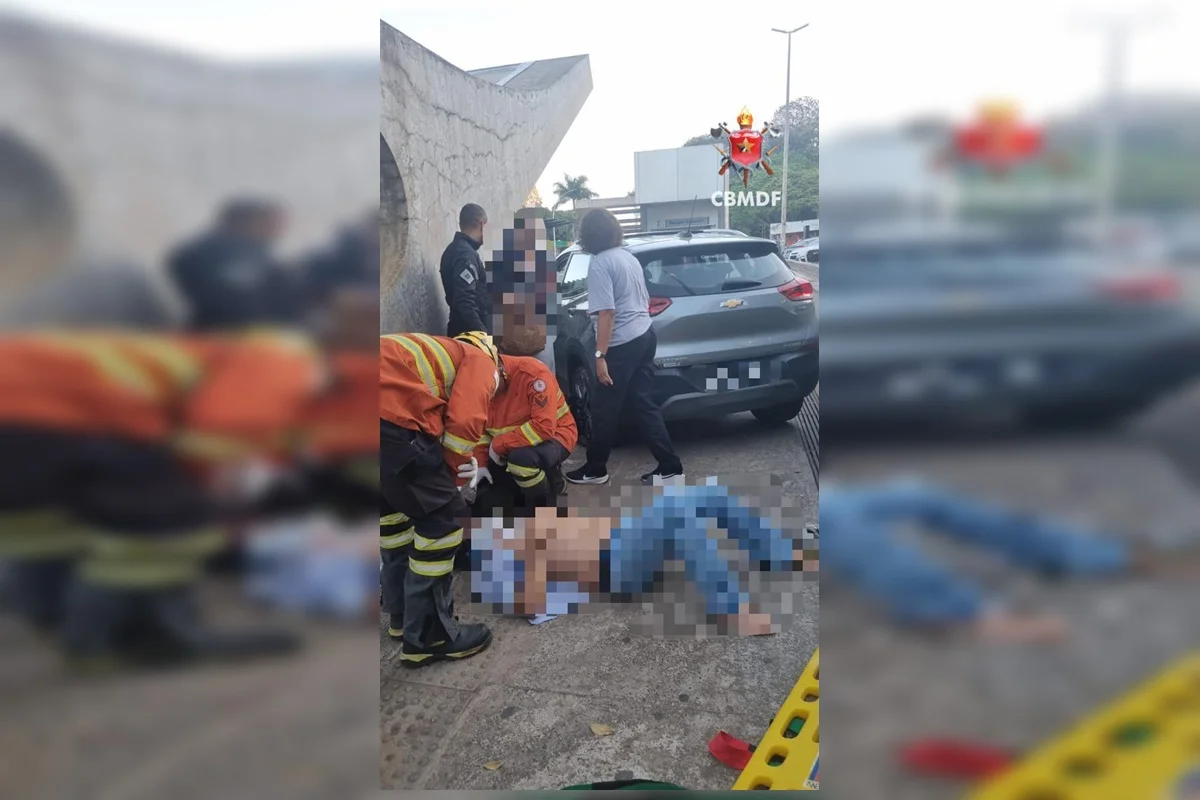 Vítima foi socorrida pelo CBMDF e levada consciente e orientada a um hospital Vítima foi socorrida pelo CBMDF e levada consciente e orientada a um hospital