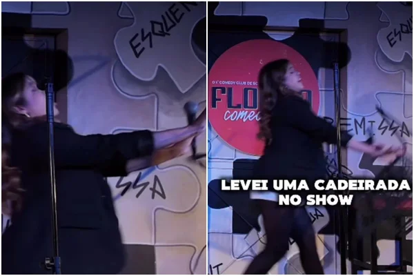 Mulher que jogou cadeira em comediante fugiu sem ser identificada