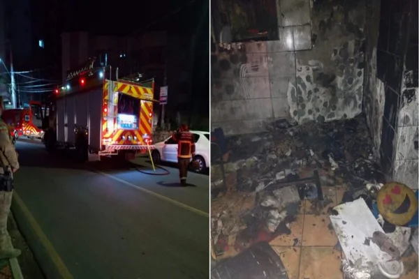 Imagem colorida, Corpo de Bombeiros no local para apagar o incêndio- Metrópoles