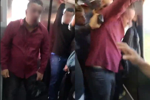 Colagem colorida de homem agredido por assediar mulher em trem - Metrópoles