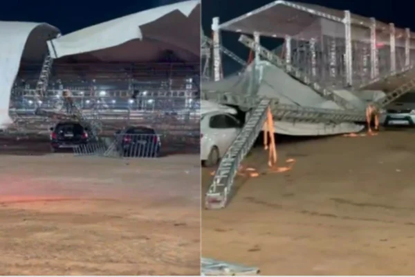 Imagem colorida, Temporal derruba parte de cobertura em treino da Stock Car em Cuiabá- Metrópoles