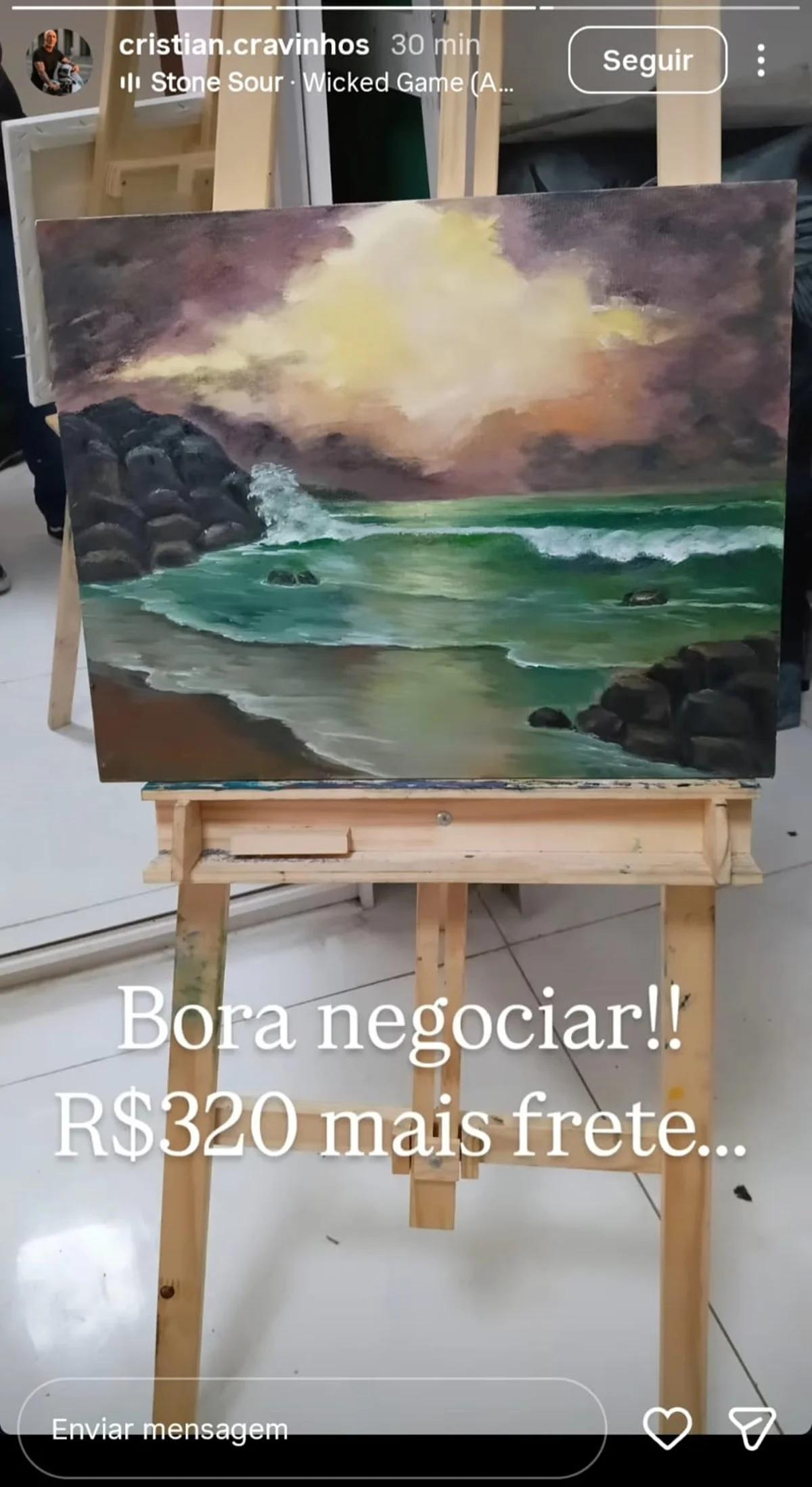 Cristian Cravinhos anuncia seus quadros no Instagram Cristian Cravinhos anuncia seus quadros no Instagram