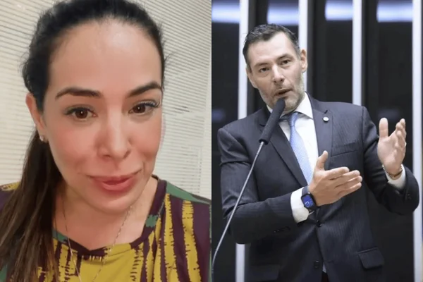 Colagem colorida da esposa e do deputado federal acusado de agredir a mulher - Metrópoles