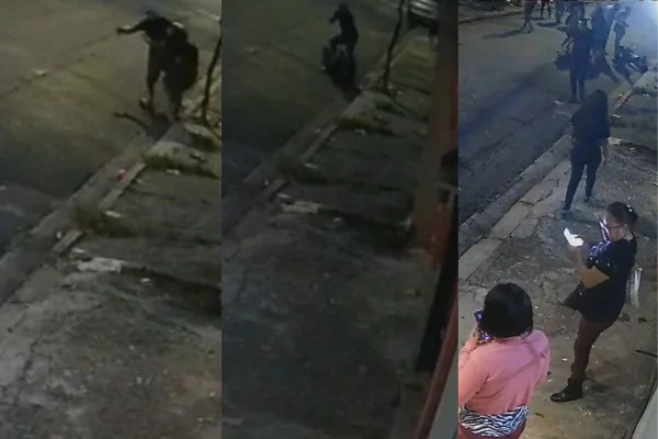 Montagem colorida mostra três fotos lado a lado que revelam a dinâmica de um crime de um homem esfaqueando a namorada - Metrópoles