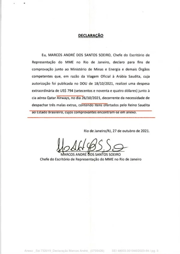 Recibo das malas despachadas