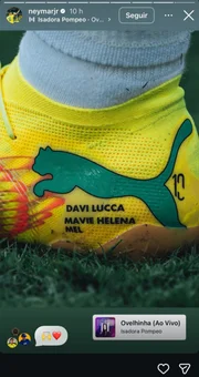 Neymar mostra detalhe da chuteira em homenagem aos filhos