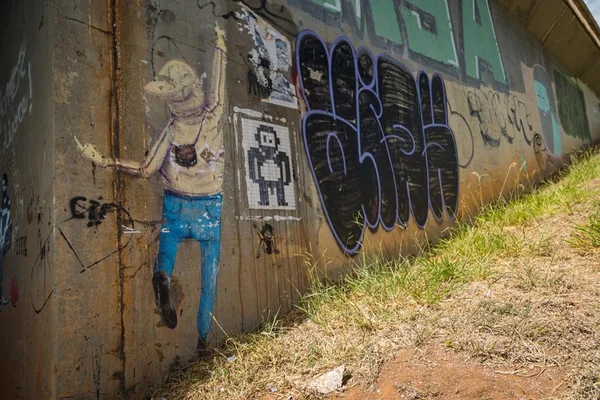 Cartazes que escondiam grafite de Os Gêmeos na Asa Sul são retirados