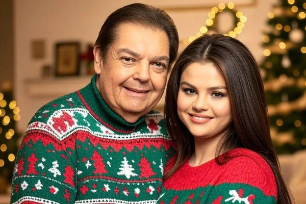 Fausto Silva e Selena Gomez em imagem gerada por IA - Metrópoles