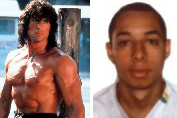 Montagem com o ator norte-americano Sylvester Stallone e o paulista Sylvester Stallone Rosa Bezerra, motorista de aplicativo condenado por golpes - Metrópoles