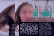 Publicação da mãe da menina nas redes sociais