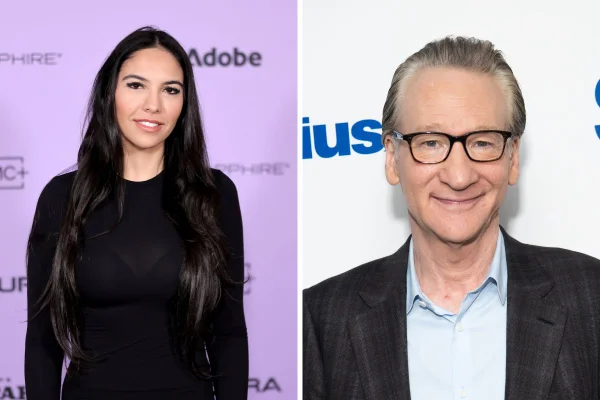montagem de uma foto de Noor Alfallah com Bill Maher