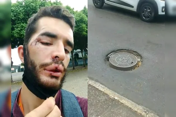 Entregador de app machucado e bueiro da Caesb