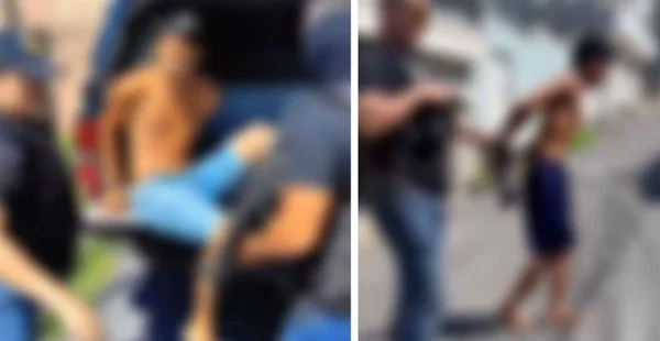 Foto colorida e borrada de suspeitos ao serem presos - Metrópoles