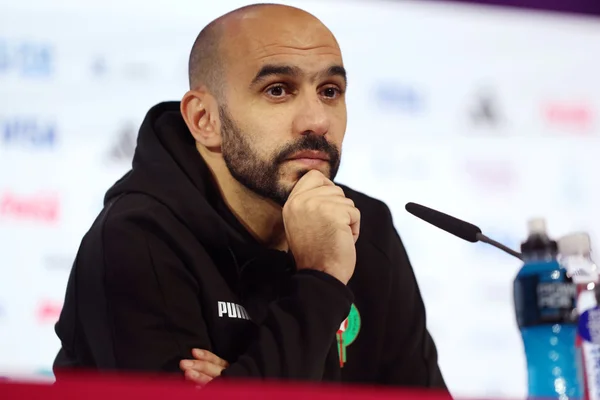Técnico de Marrocos, Walid Regragui em coletiva - Metrópoles