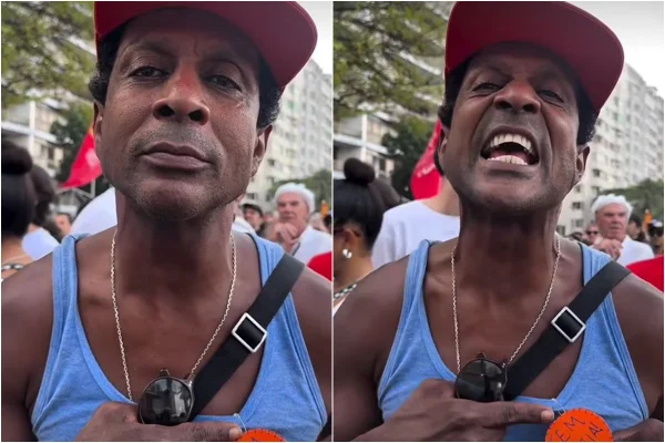 Ator Luis Miranda durante manifestação contra a PEC da Blindagem