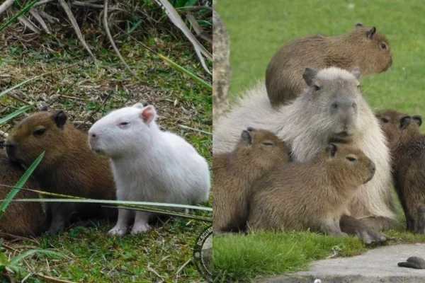 Imagem colorida de capivara albina - Metrópoles