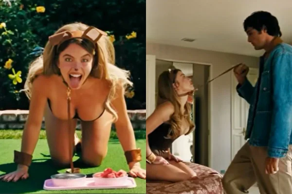 Cenas de Sidney Sweeney em papel de fetiche pup play