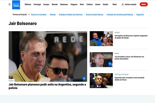 Imagem colorida, capa do jornal Euronews - Metrópoles