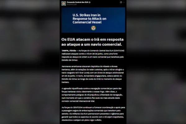 EUA divulga vídeo de ataque contra alvo do Irã no Estreito de Ormuz - destaque galeria