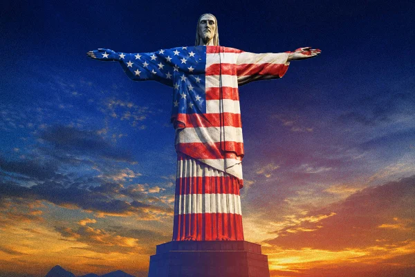 Imagem colorida, Brasil ilumina Cristo nas cores dos EUA em meio à tensão diplomática - Metrópoles