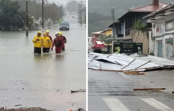 Chuva e ciclone causam deslizamentos, alagamentos e estragos em SC