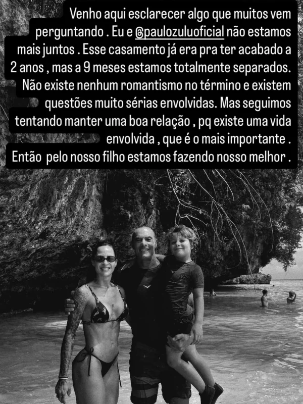Modelo anuncia fim do casamento com Paulo Zulu: “Questões muito sérias” - destaque galeria Modelo anuncia fim do casamento com Paulo Zulu: “Questões muito sérias” - destaque galeria