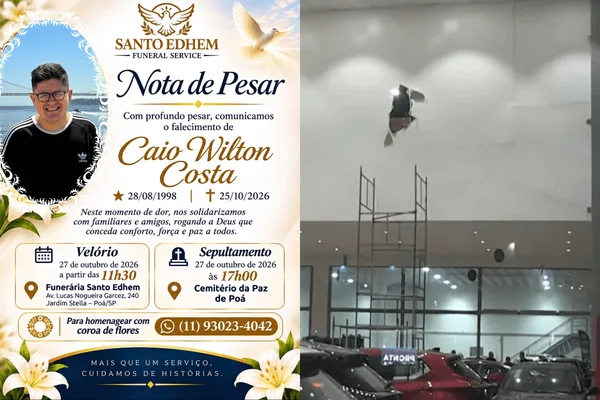Colagem colorida mostra funcionário que morreu após ser empurrado por colega de trabalho em SP - Metrópoles