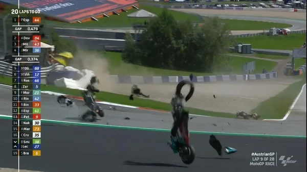 Os pilotos Johann Zarco e Franco Morbidelli colidiram um com o outro na pista escolhida para sediar o Grande Prêmio da Áustria