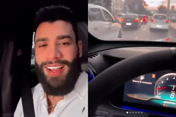 Gusttavo Lima fica sem gasolina no meio do trânsito (Reprodução: Instagram)