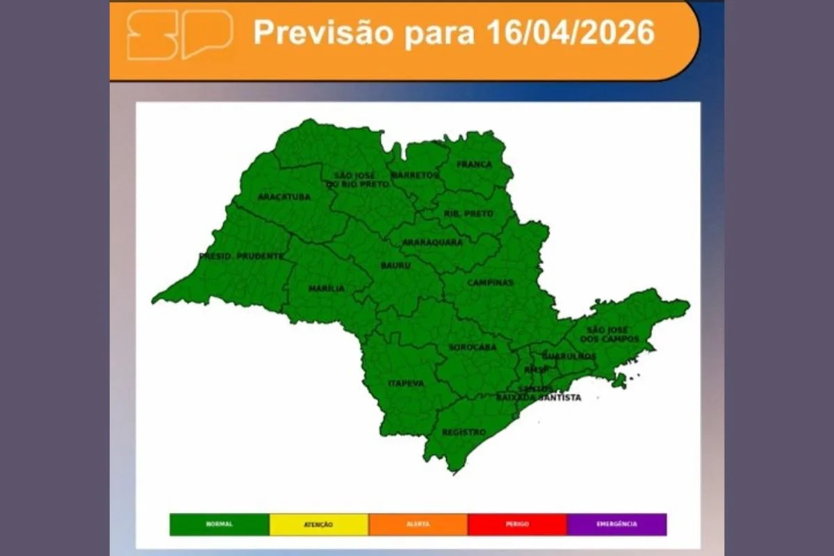 Previsão do tempo para São Paulo no dia 16 de abril de 2026 Previsão do tempo para São Paulo no dia 16 de abril de 2026
